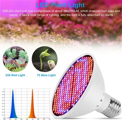 Lâmpada de luz para cultivo de plantas de espectro completo 300 LED