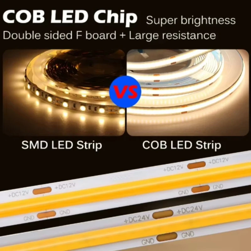 Brightness Dimmable 24v COB LED Strips Lighting Brightness Dimmable 24v COB LED Strips Lighting